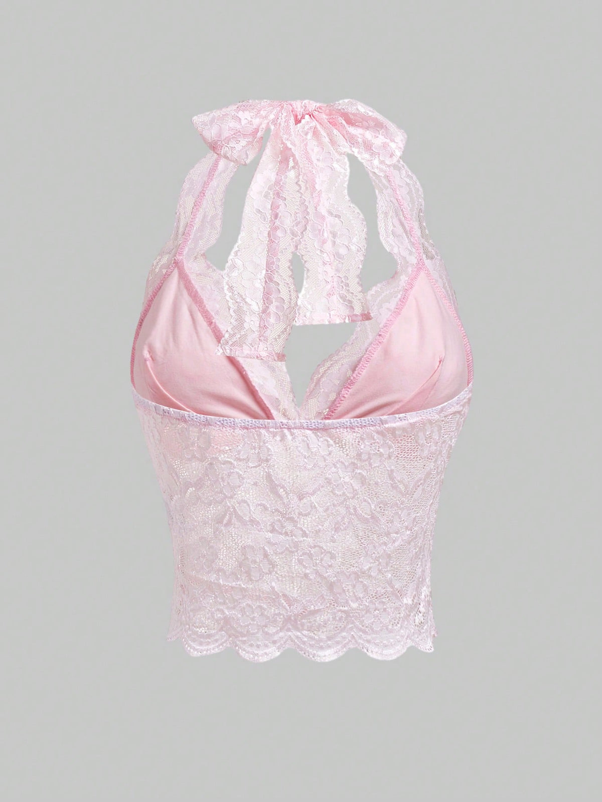 ROMWE Fairycore Spring/Summer Country Valentine's Day Women's Fashionable Sexy Lace Halter V-Neck Camisole