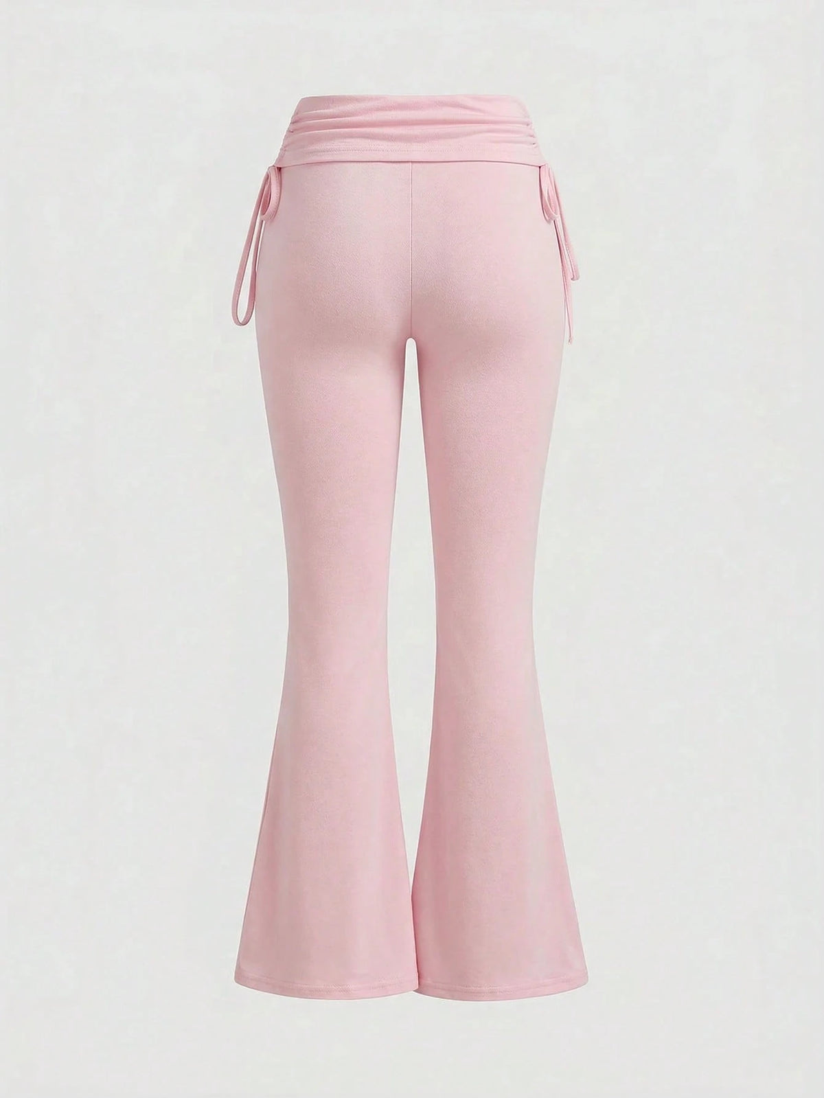 ROMWE Grunge Punk Versatile Black Drawstring Flare Leg Pants For Women