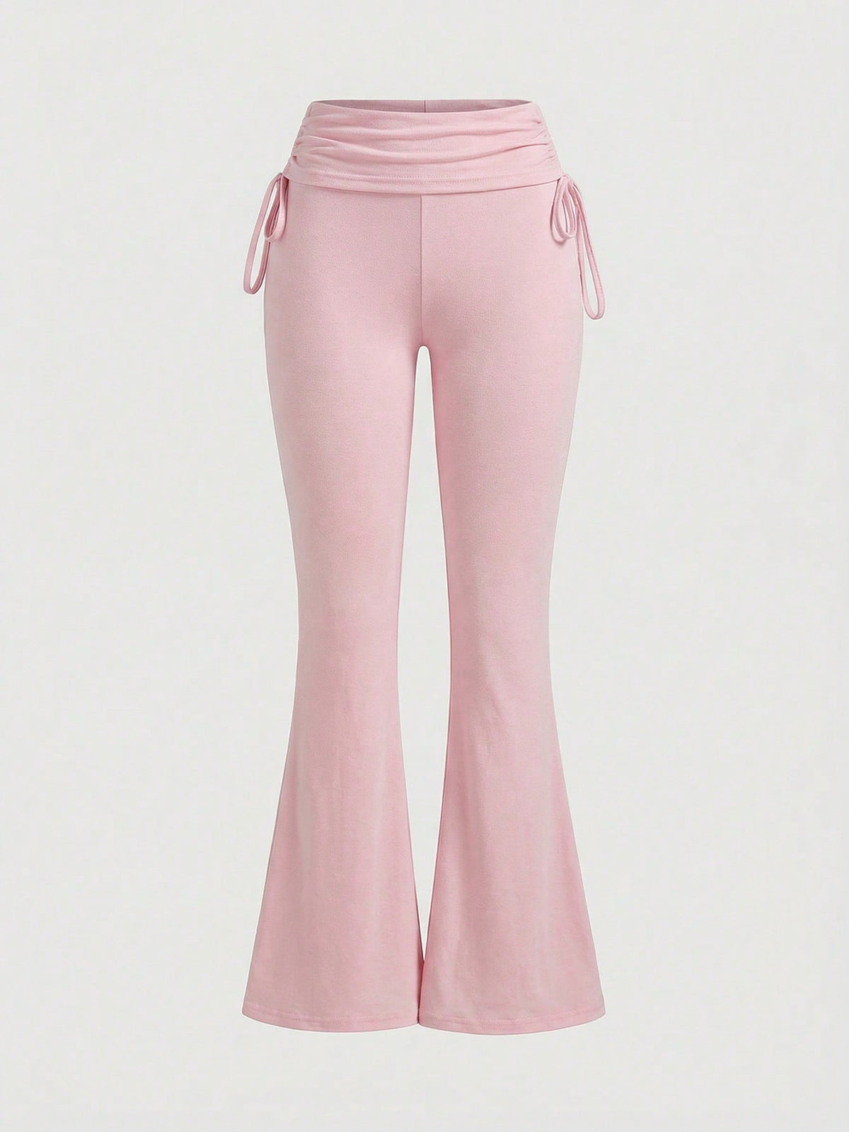 ROMWE Grunge Punk Versatile Black Drawstring Flare Leg Pants For Women