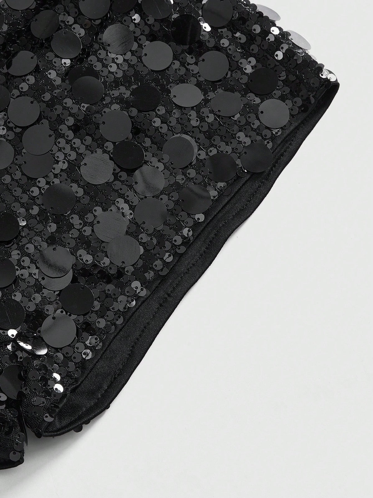 ROMWE Grunge Punk Women Carnival Party Black Glitter Sequin Sexy Low Waist Stretchy Mini Shorts
