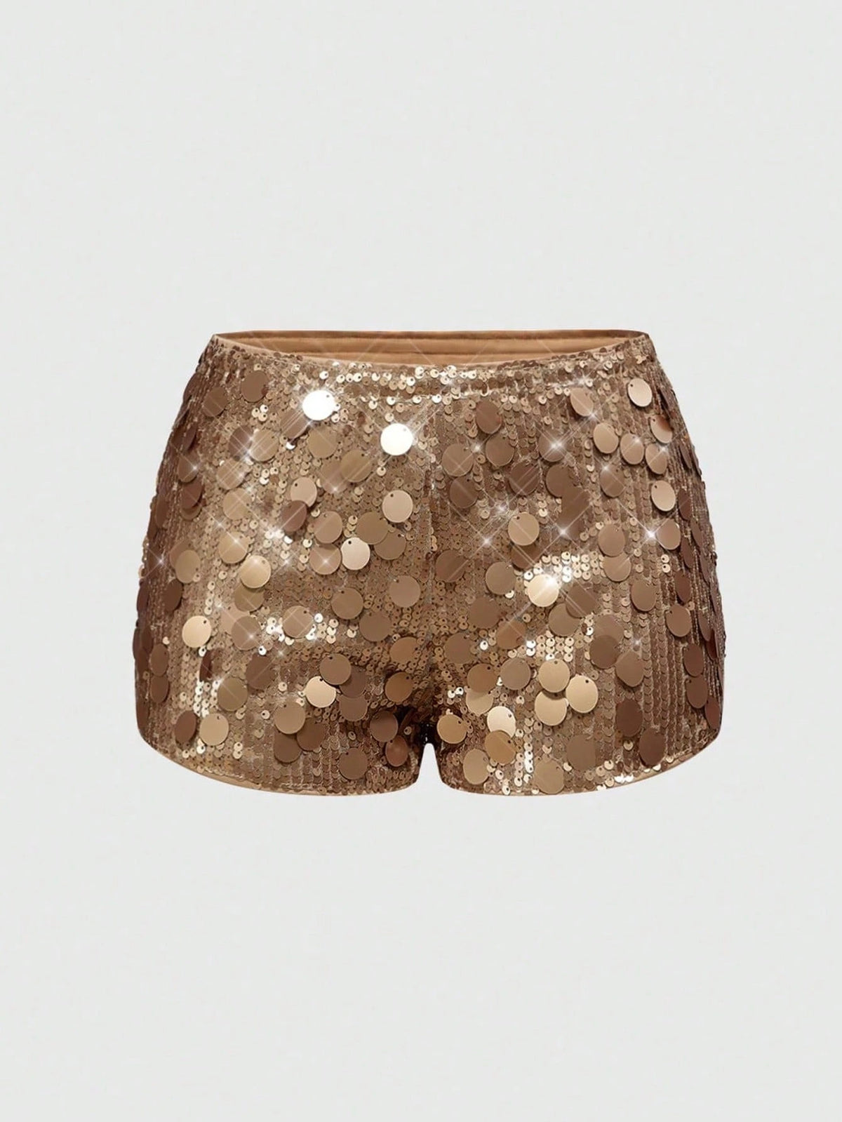 ROMWE Grunge Punk Women Carnival Party Black Glitter Sequin Sexy Low Waist Stretchy Mini Shorts