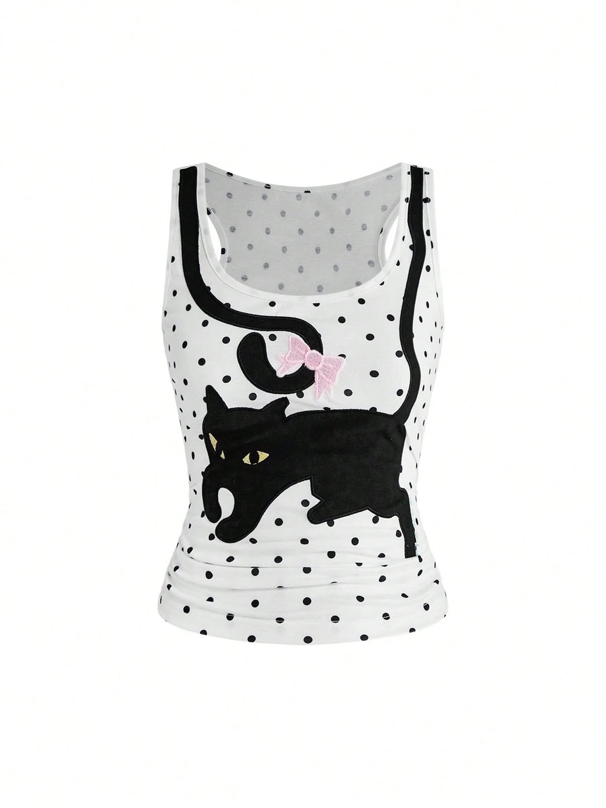 ROMWE Kawaii Women's Coquette Cute Playful Cat & Butterfly All-Match Polka Dot Camisole