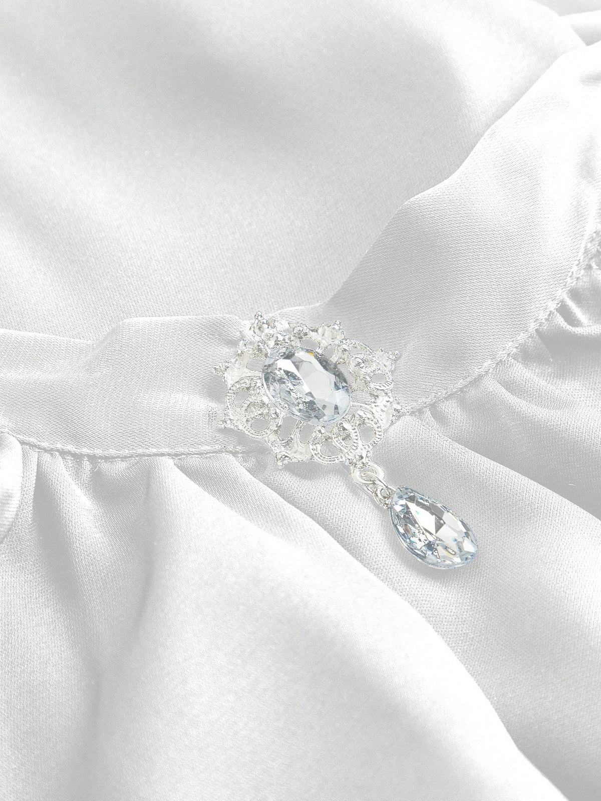 ROMWE Vintage Gothic Palace Style Detachable Ruffled Bow Tie, Baroque Gem Pendant, Trumpet Ruffled Sleeve, Cinched Waist Women Blouse
