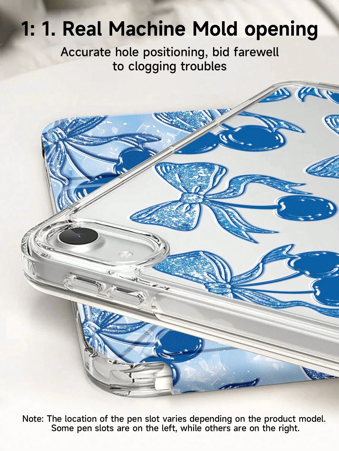 Rose Bow Cherry Dual-Sided Acrylic Crystal Protective Case, Compatible With IPad 10th Gen, IPad 10.2/IPad Mini 6/IPad Mini 7/9.7", Galaxy Tab A8 8.7", 3+Y Foldable Anti-Bend Design, Compatible With Ki