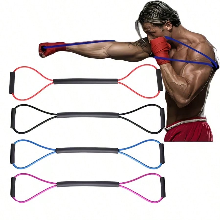 Rubber Resistance Band For 8-Figure Boxing Pull Training: Outdoor Fitness, Karate, Boxing, Indoor Fitness, Leg, Arm Training, Yoga And Pilates Training! Home Workout, Fitness Training Equipment, Fitne