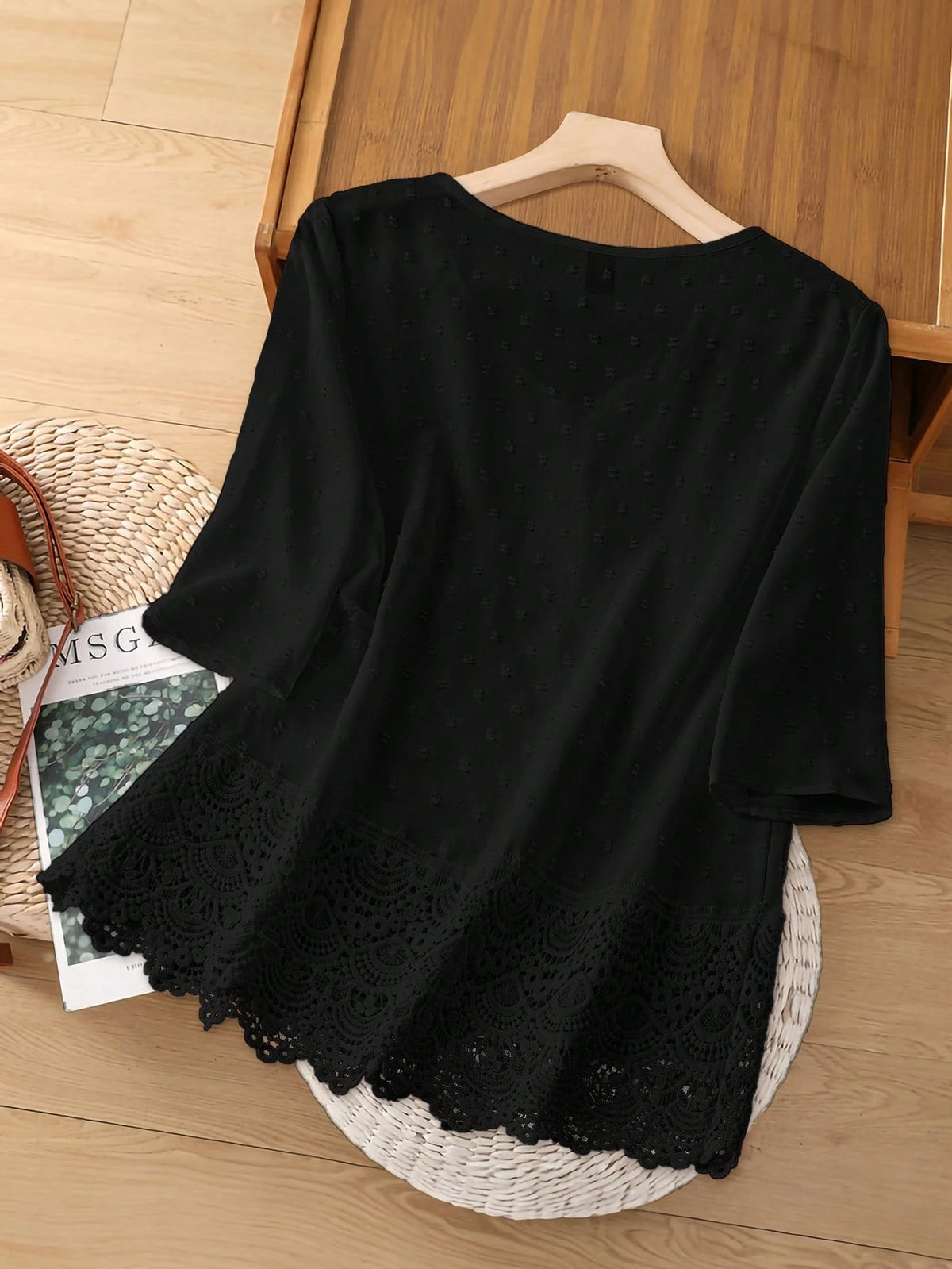Rusticease Women's Summer Solid Color V-Neck Short Sleeve Casual Loose Shirt