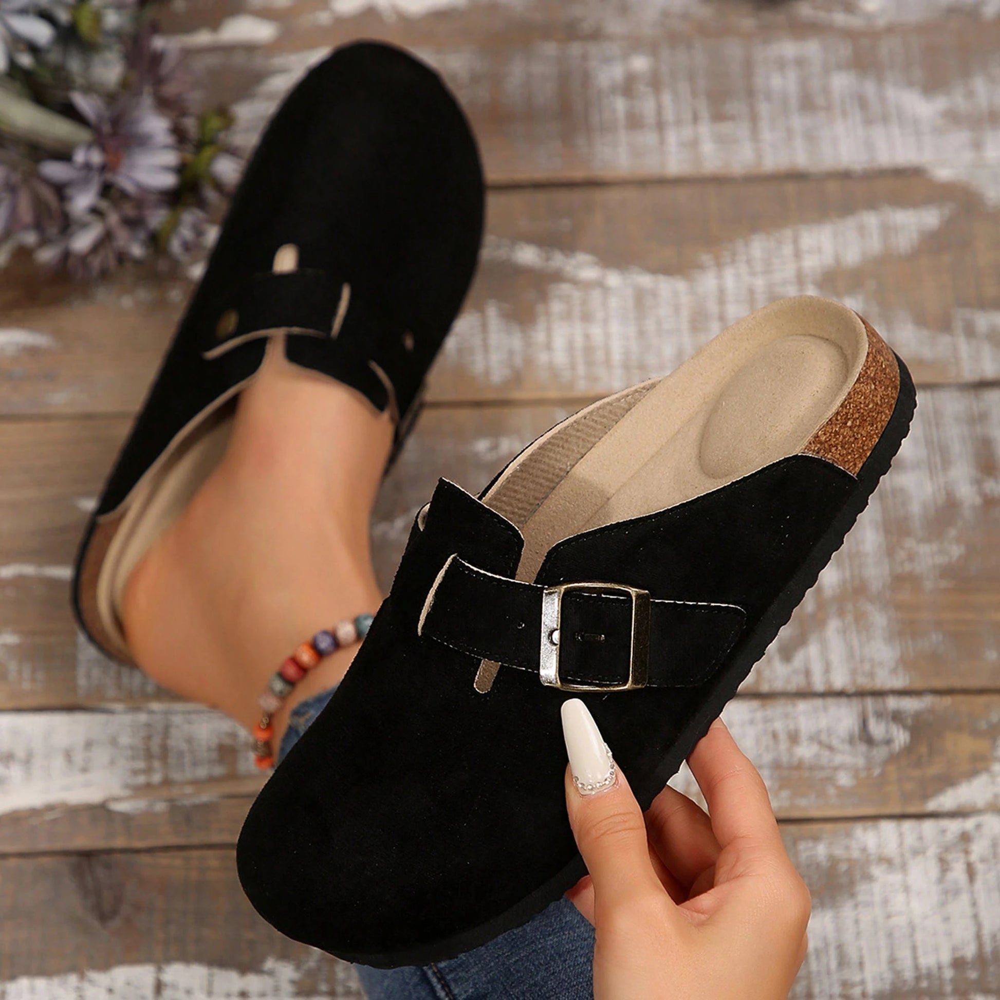 Sandals For Women Stylish And Versatile Slippers Flats Shoes With Comfort Cork Footbed For Outdoor Comfort And Elegance Summer Slides Shoes Sandals For Women Flats Outdoor Walking Travel