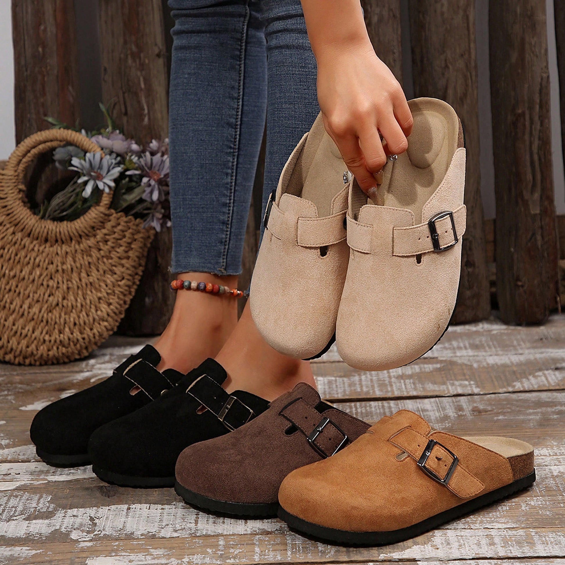Sandals For Women Stylish And Versatile Slippers Flats Shoes With Comfort Cork Footbed For Outdoor Comfort And Elegance Summer Slides Shoes Sandals For Women Flats Outdoor Walking Travel