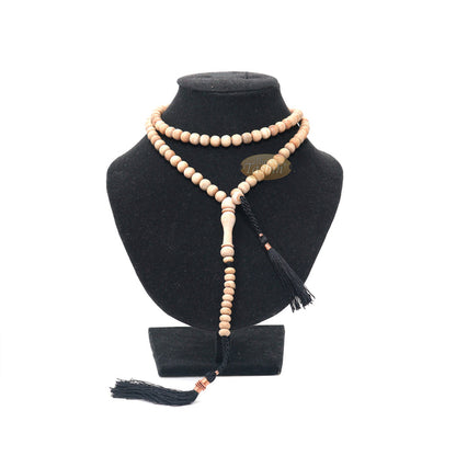 Sandalwood 7 mm Islamic 99-Bead Tasbih Sibha Prayer Beads with Black Tassels