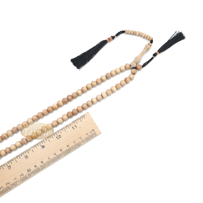 Sandalwood Islamic Prayer Beads 8 mm 100-Bead Scented Wood Black Tassels In Box