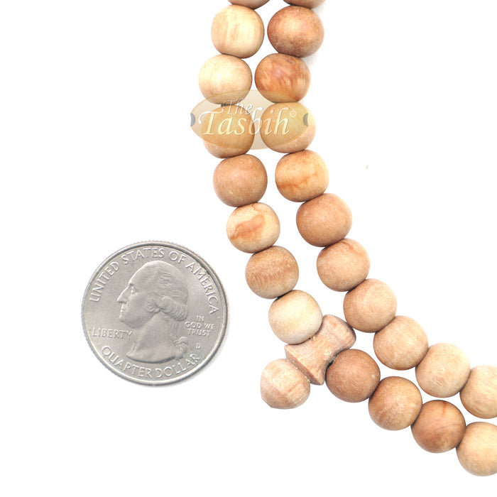 Sandalwood Islamic Prayer Beads 8 mm 100-Bead Scented Wood Black Tassels In Box