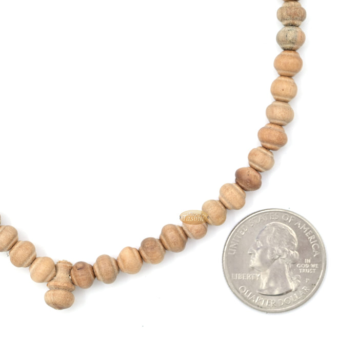 Sandalwood Prayer Beads - 6 mm- Contoured Beads Sandalwood Tasbih Prayer Beads with Brown Tassels