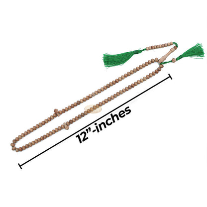 Sandalwood Prayer Beads - 6 mm- Contoured Beads Sandalwood Tasbih Prayer Beads with Green Tassels