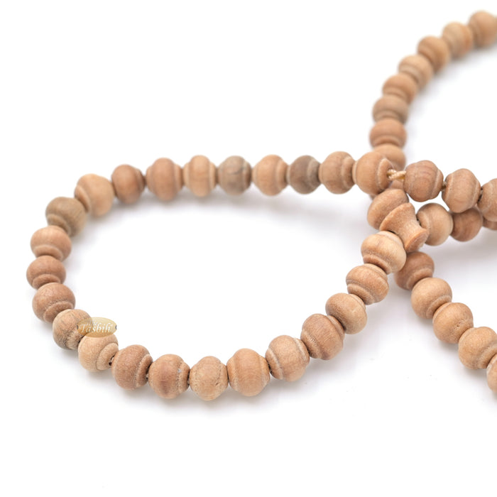 Sandalwood Prayer Beads - 6 mm- Contoured Beads Sandalwood Tasbih Prayer Beads with Brown Tassels