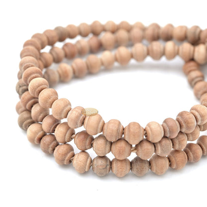 Sandalwood Prayer Beads - 6 mm- Contoured Beads Sandalwood Tasbih Prayer Beads with Brown Tassels