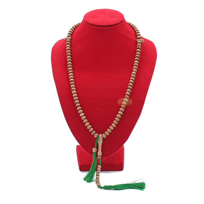 Sandalwood Prayer Beads - 6 mm- Contoured Beads Sandalwood Tasbih Prayer Beads with Green Tassels