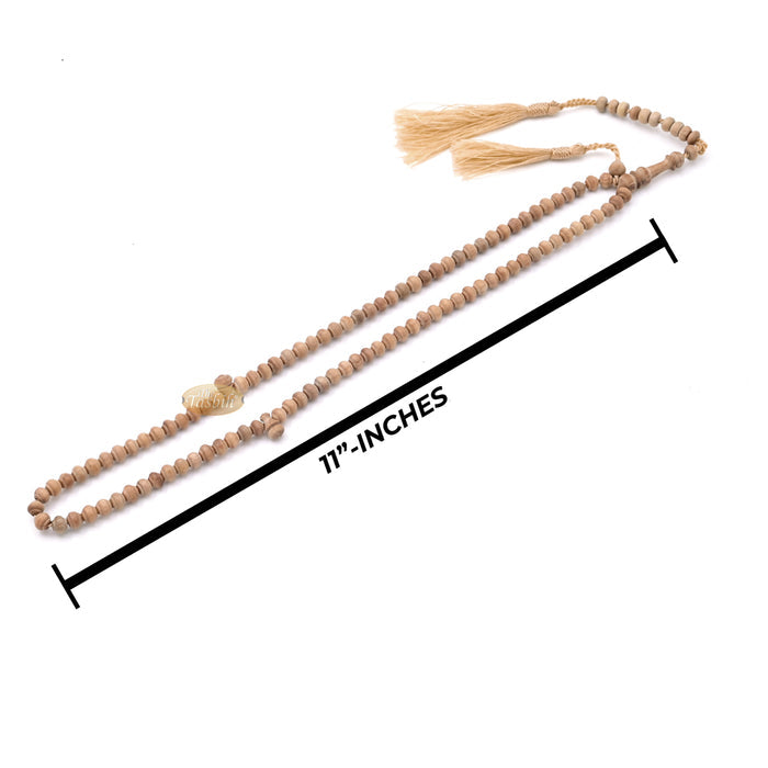 Sandalwood Prayer Beads - 6 mm- Contoured Beads Sandalwood Tasbih Prayer Beads with Brown Tassels