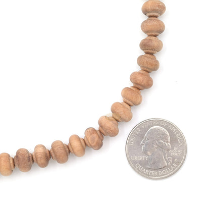 Sandalwood Prayer Beads - 9 mm- Contoured Beads Sandalwood Tasbih Prayer Beads with Beige Tassels