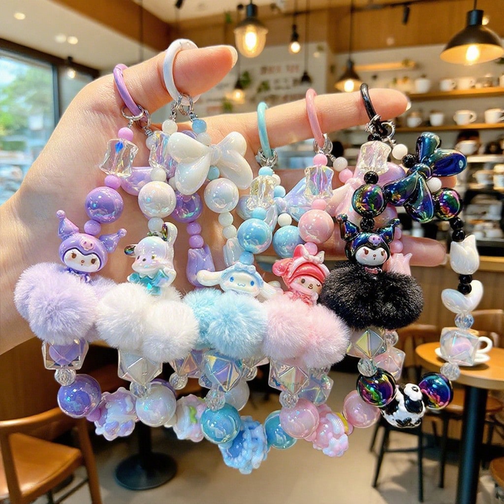 Sanrio 1/Pc Kuromi & Melody & Cinnamoroll & Hello Kitty Silicone Bow Pearl Phone Strap, Exquisite Cartoon Bag Pendant, Fashionable Bag Hanger, Multi-Functional Accessory For Phone Case And Various Bag
