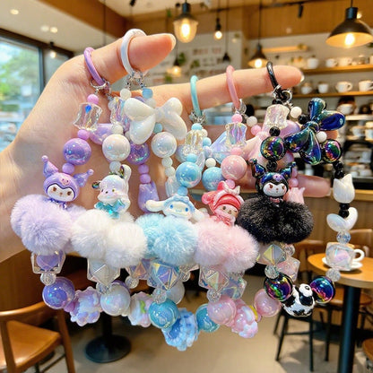 Sanrio 1/Pc Kuromi & Melody & Cinnamoroll & Hello Kitty Silicone Bow Pearl Phone Strap, Exquisite Cartoon Bag Pendant, Fashionable Bag Hanger, Multi-Functional Accessory For Phone Case And Various Bag