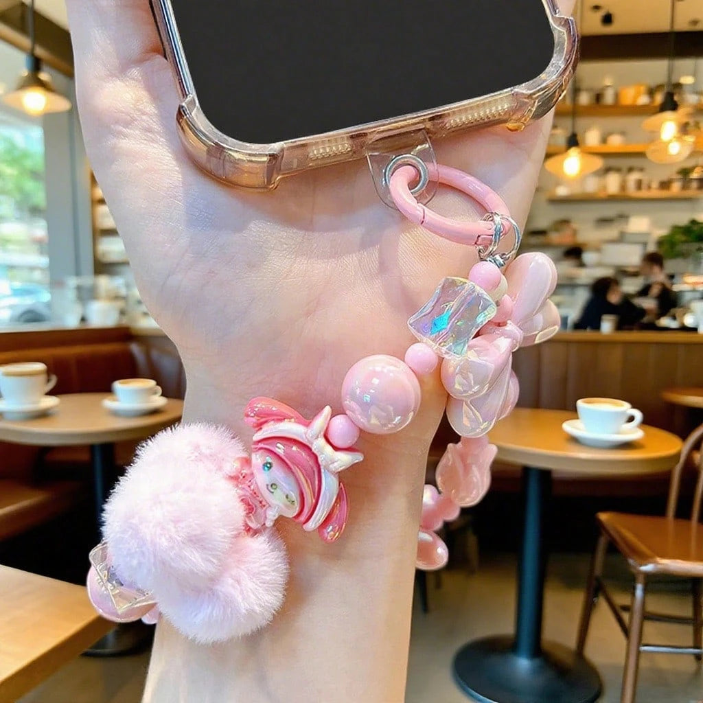 Sanrio 1/Pc Kuromi & Melody & Cinnamoroll & Hello Kitty Silicone Bow Pearl Phone Strap, Exquisite Cartoon Bag Pendant, Fashionable Bag Hanger, Multi-Functional Accessory For Phone Case And Various Bag