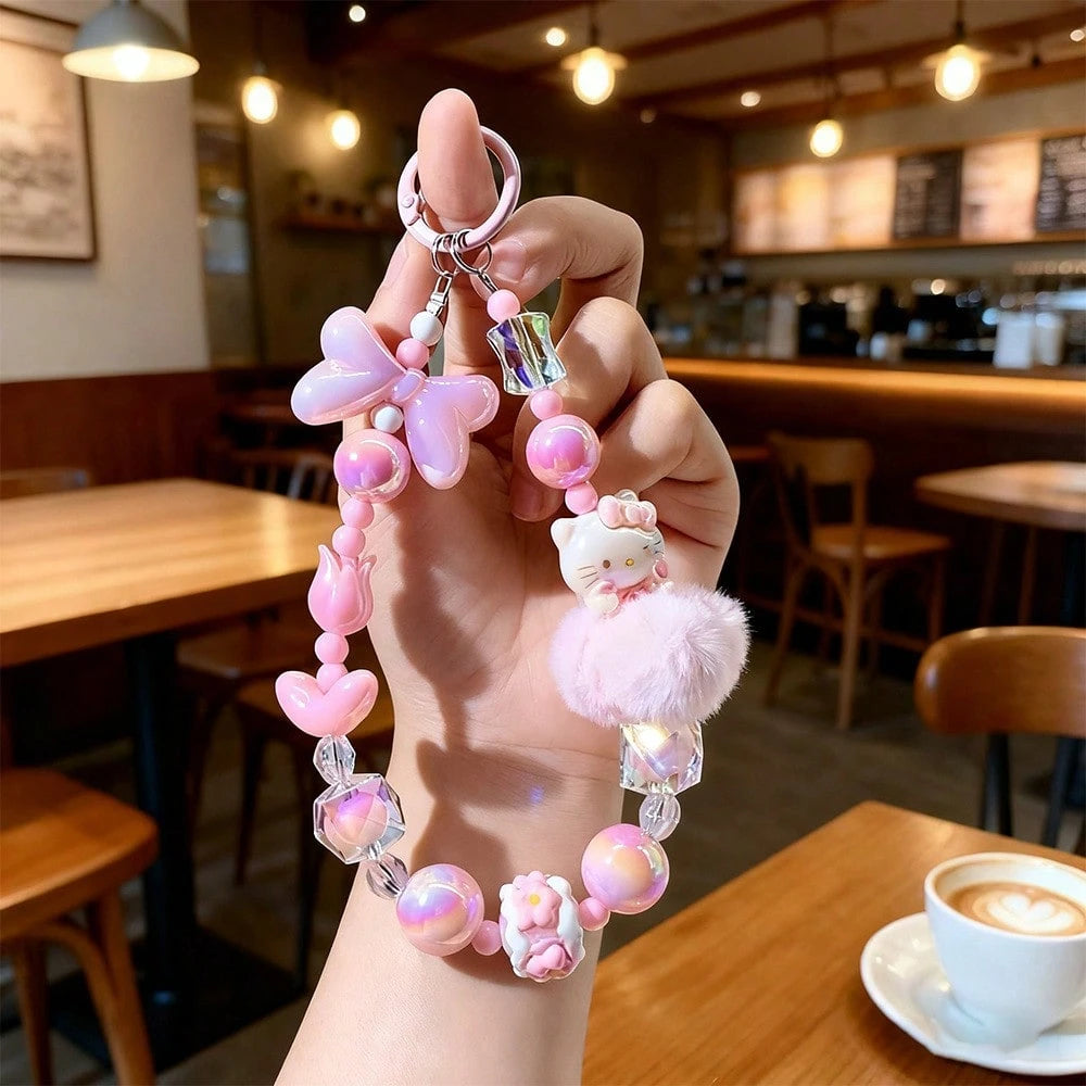 Sanrio 1/Pc Kuromi & Melody & Cinnamoroll & Hello Kitty Silicone Bow Pearl Phone Strap, Exquisite Cartoon Bag Pendant, Fashionable Bag Hanger, Multi-Functional Accessory For Phone Case And Various Bag