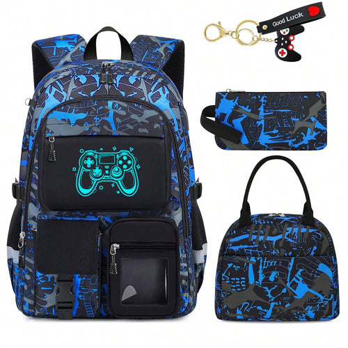 School Backpack For Boys- Gamer Boys Backpack For Kids Children Teens Elementary Middle School Students- 18" Large Capacity School Bookbag