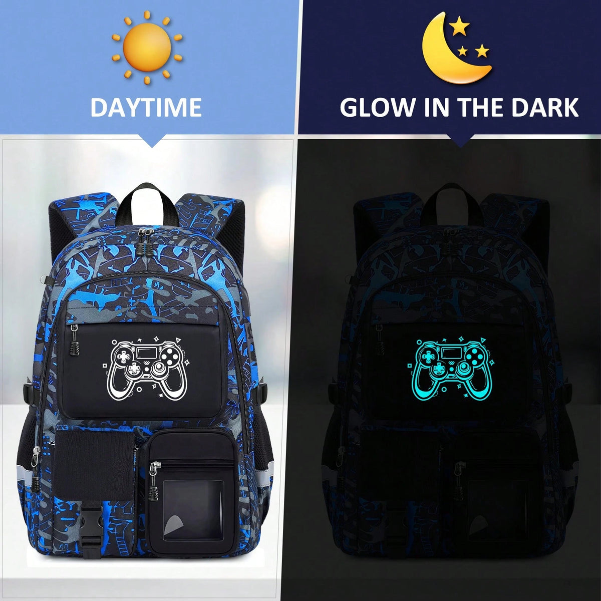 School Backpack For Boys- Gamer Boys Backpack For Kids Children Teens Elementary Middle School Students- 18" Large Capacity School Bookbag