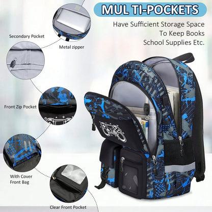 School Backpack For Boys- Gamer Boys Backpack For Kids Children Teens Elementary Middle School Students- 18" Large Capacity School Bookbag