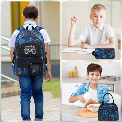 School Backpack For Boys- Gamer Boys Backpack For Kids Children Teens Elementary Middle School Students- 18" Large Capacity School Bookbag