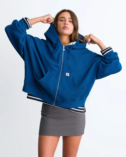 Script Zip-Up Hoodie Blue