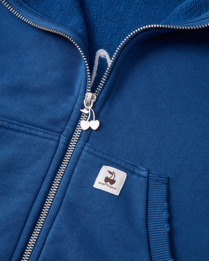 Script Zip-Up Hoodie Blue