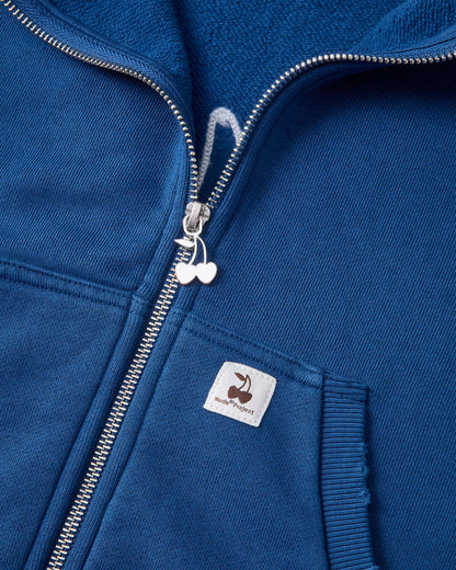 Script Zip-Up Hoodie Blue