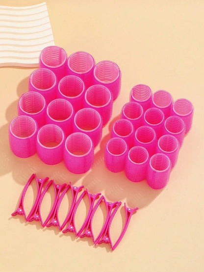 Self-Grip Rollers Kit With 24Rollers And 12Clips, Salon Quality Curlers For Diy Hairstyling, Heatless Rollers