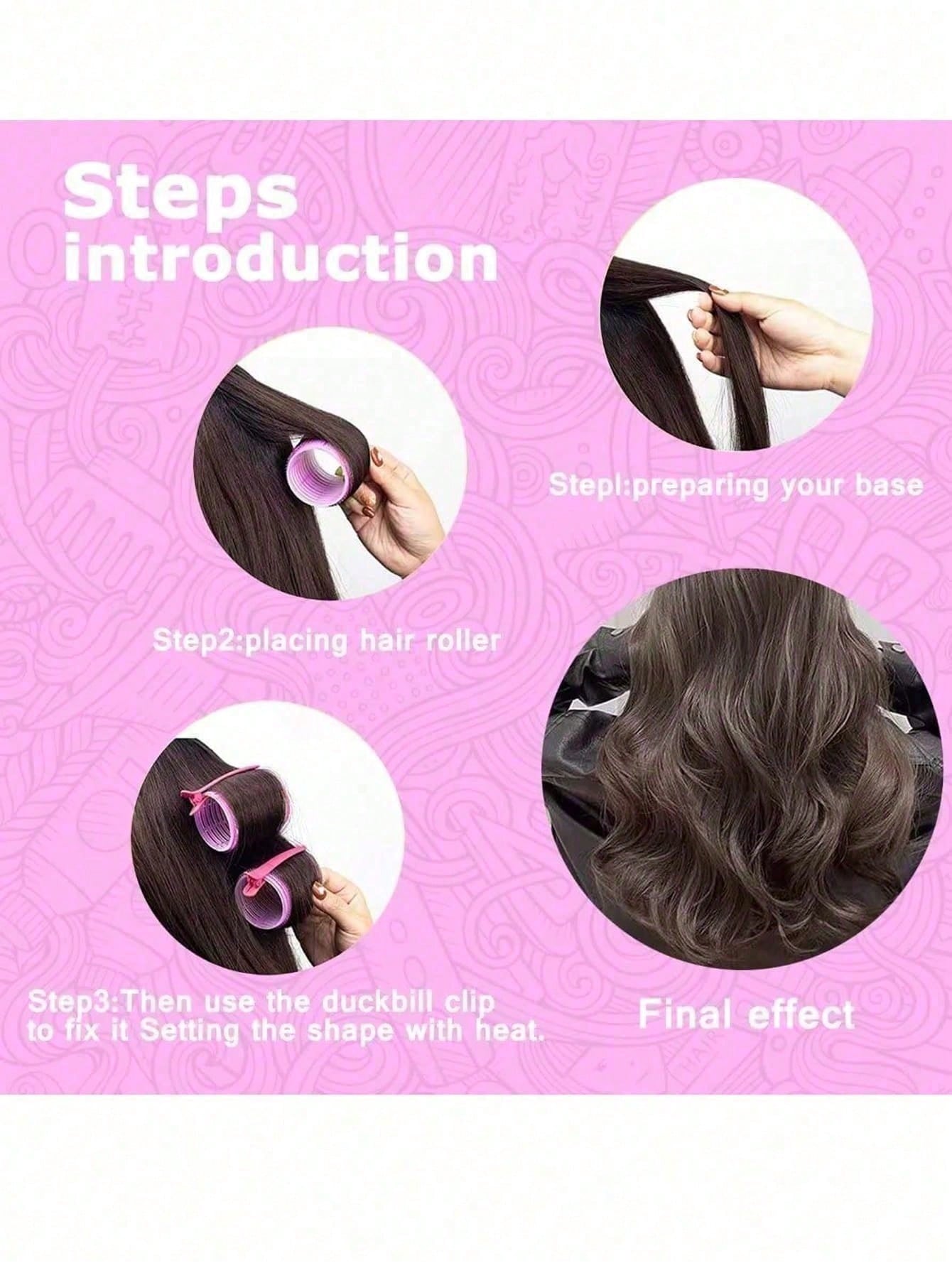 Self-Grip Rollers Kit With 24Rollers And 12Clips, Salon Quality Curlers For Diy Hairstyling, Heatless Rollers