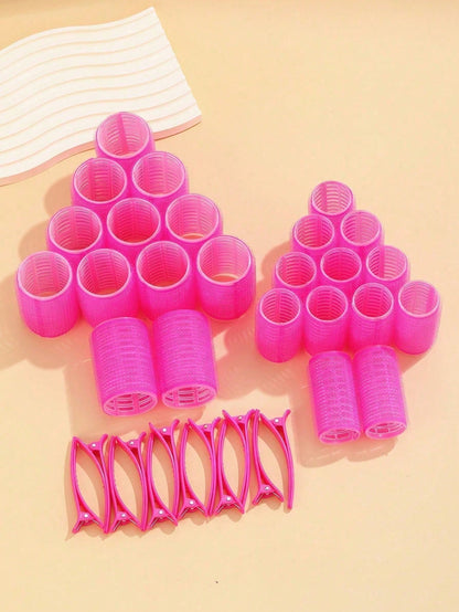 Self-Grip Rollers Kit With 24Rollers And 12Clips, Salon Quality Curlers For Diy Hairstyling, Heatless Rollers
