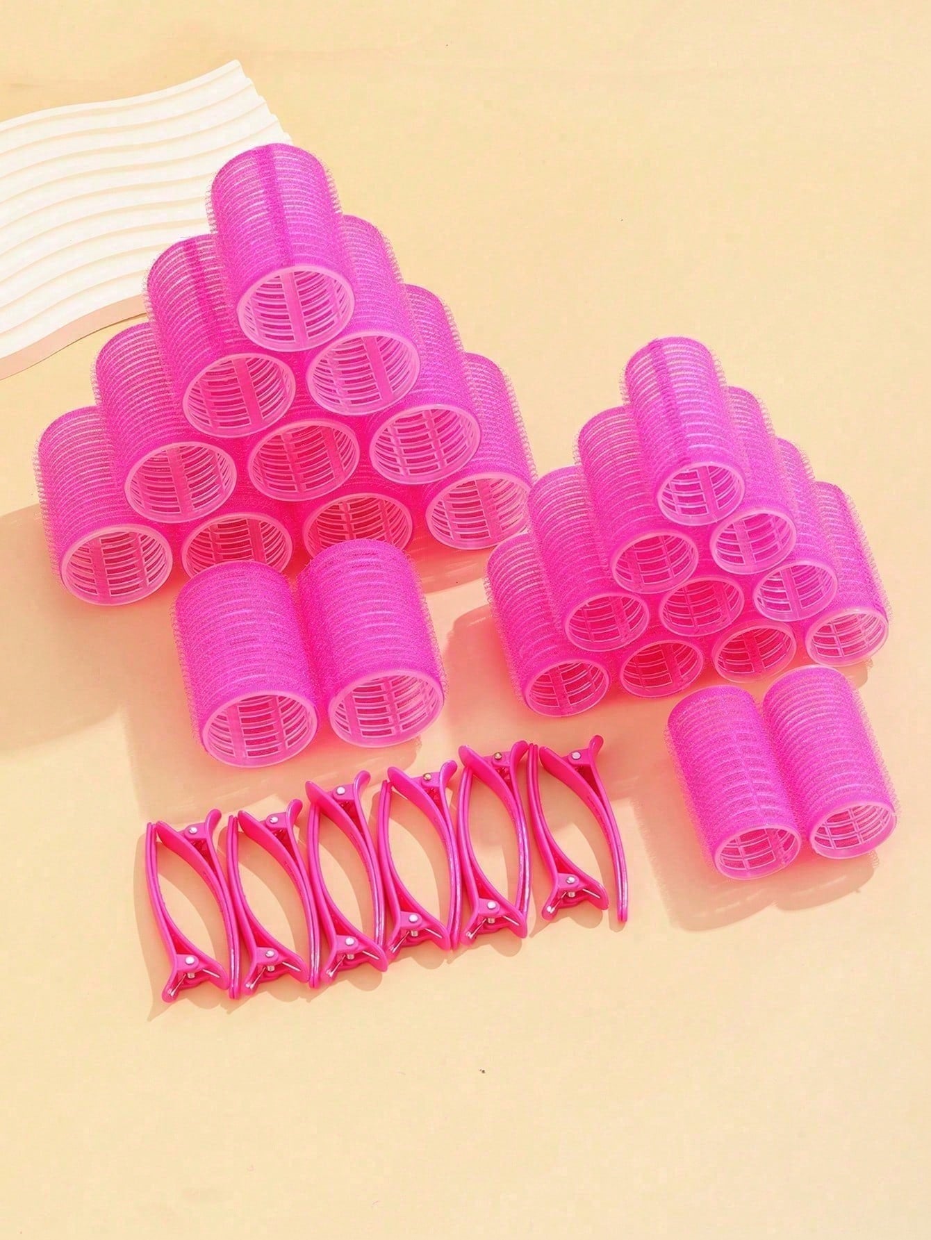 Self-Grip Rollers Kit With 24Rollers And 12Clips, Salon Quality Curlers For Diy Hairstyling, Heatless Rollers