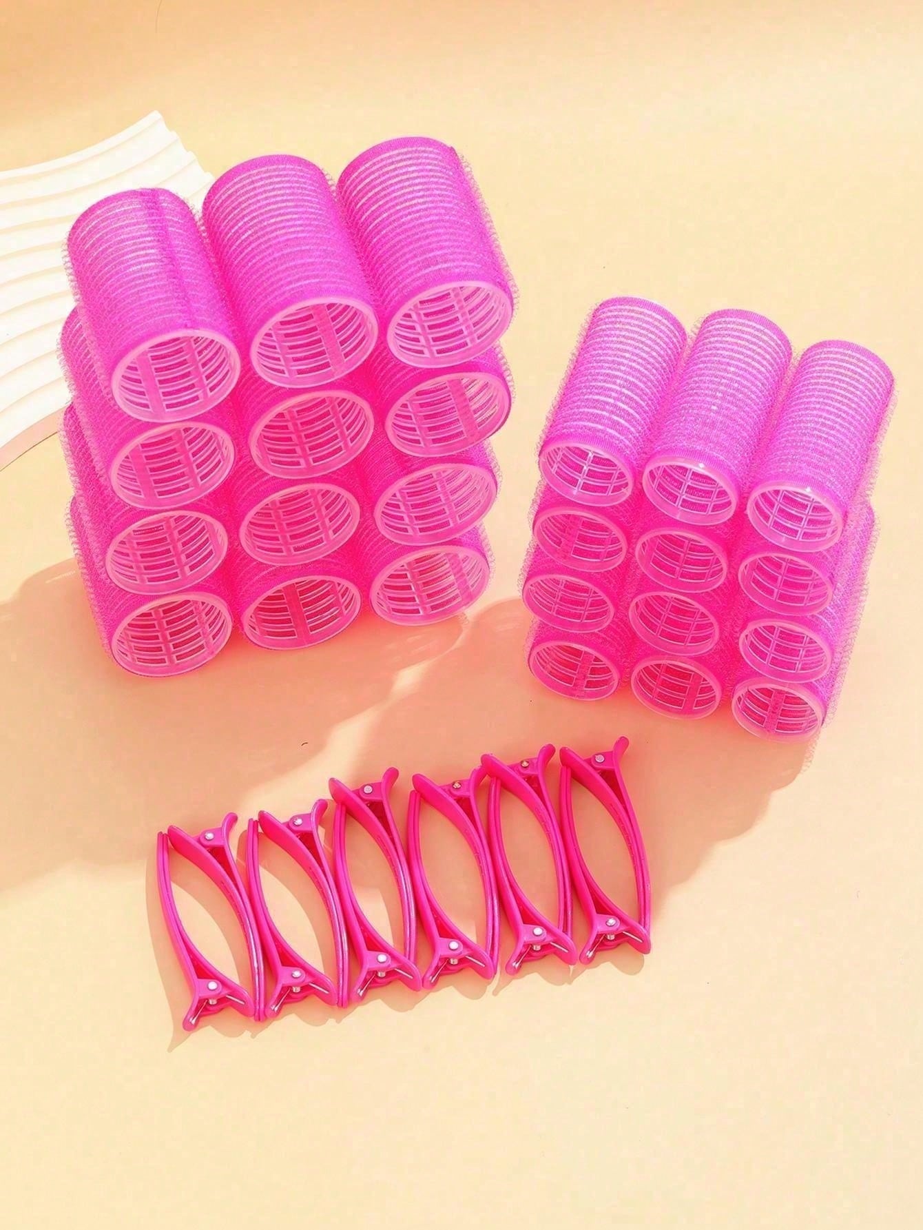 Self-Grip Rollers Kit With 24Rollers And 12Clips, Salon Quality Curlers For Diy Hairstyling, Heatless Rollers