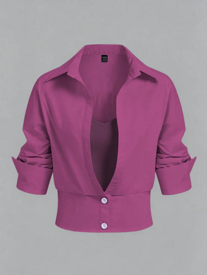 Selianne Women's Casual Versatile Solid Color Shirt