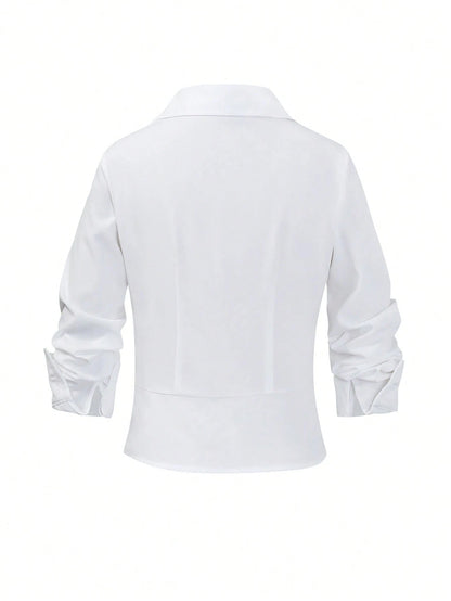 Selianne Women's Casual Versatile Solid Color Shirt