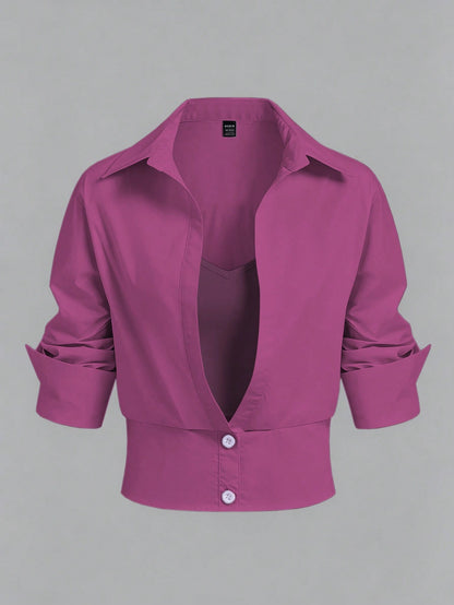 Selianne Women's Casual Versatile Solid Color Shirt
