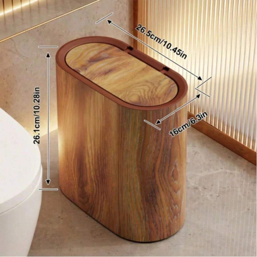 Senmeo 1Pc 3.7 Gallon Plastic Dual Compartment Trash Can, Press-To-Open Odor Resistant Lidded Bin, Built-In Handle Easy Clean Wastebasket, Bathroom/Kitchen Sorting Garbage Holder