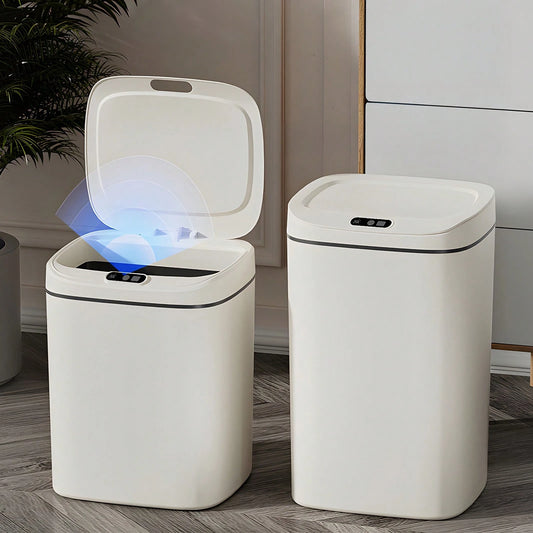 Senmeo 3.17/4.23 Gallon Motion Sensor Bathroom Trash Can With Lid, 1Pc Waterproof Touch-Free Bin, Electronic Auto On/Off Trash Can, Odor Prevention, Silent Closing, Runs On AA Batteries, Batteries Exc