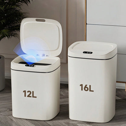 Senmeo 3.17/4.23 Gallon Motion Sensor Bathroom Trash Can With Lid, 1Pc Waterproof Touch-Free Bin, Electronic Auto On/Off Trash Can, Odor Prevention, Silent Closing, Runs On AA Batteries, Batteries Exc