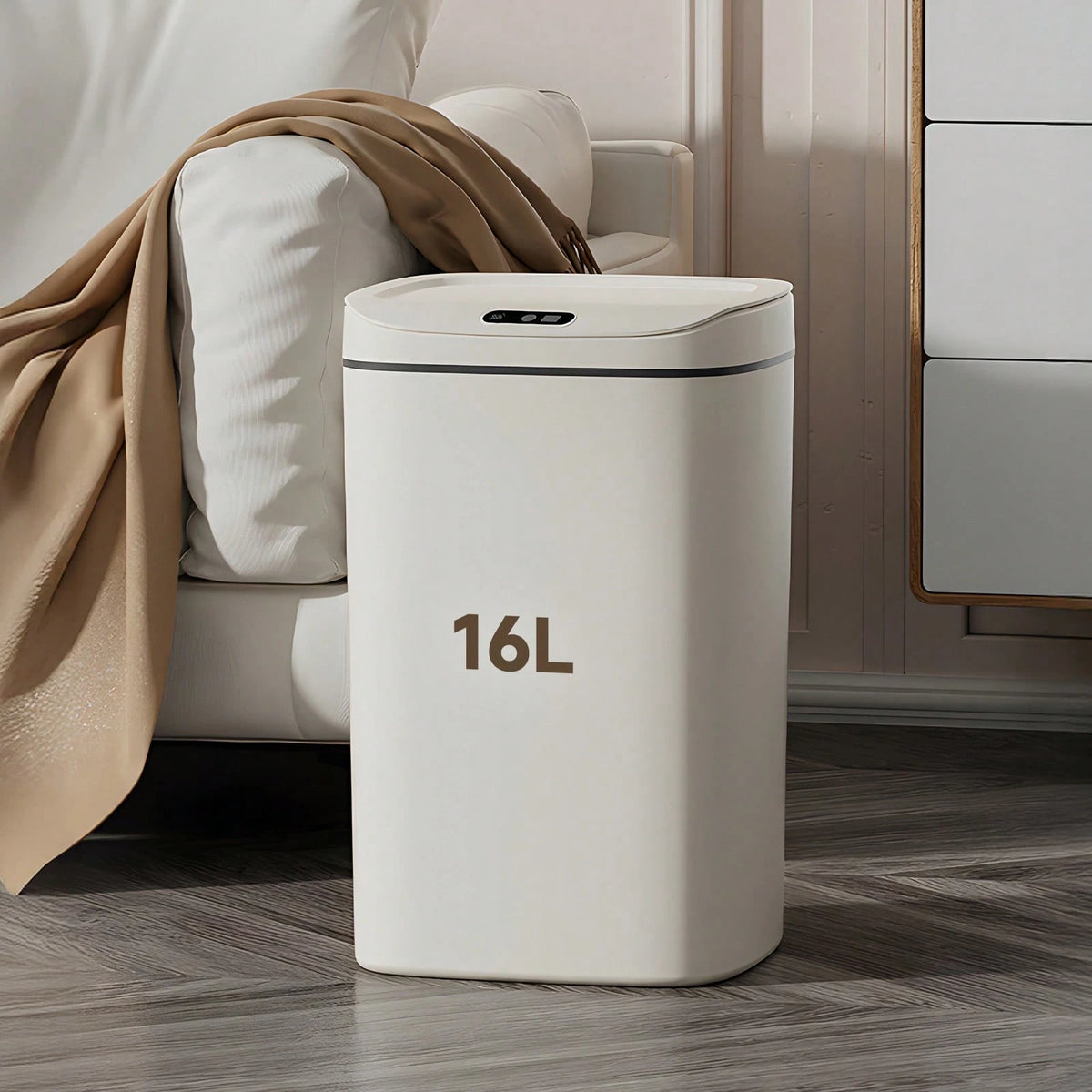 Senmeo 3.17/4.23 Gallon Motion Sensor Bathroom Trash Can With Lid, 1Pc Waterproof Touch-Free Bin, Electronic Auto On/Off Trash Can, Odor Prevention, Silent Closing, Runs On AA Batteries, Batteries Exc