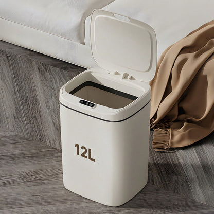 Senmeo 3.17/4.23 Gallon Motion Sensor Bathroom Trash Can With Lid, 1Pc Waterproof Touch-Free Bin, Electronic Auto On/Off Trash Can, Odor Prevention, Silent Closing, Runs On AA Batteries, Batteries Exc