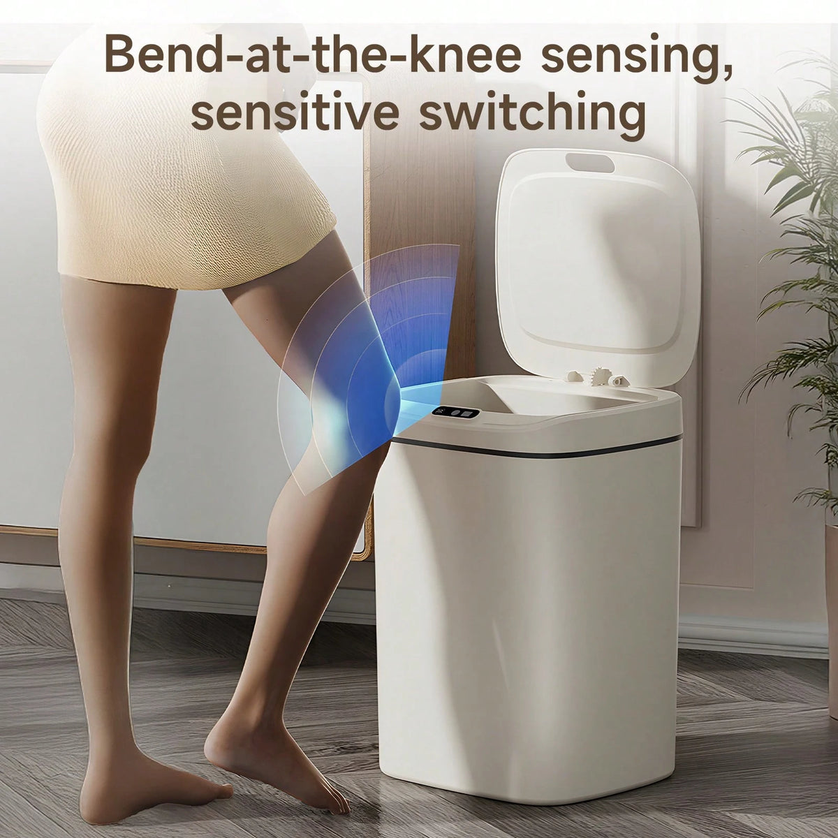 Senmeo 3.17/4.23 Gallon Motion Sensor Bathroom Trash Can With Lid, 1Pc Waterproof Touch-Free Bin, Electronic Auto On/Off Trash Can, Odor Prevention, Silent Closing, Runs On AA Batteries, Batteries Exc
