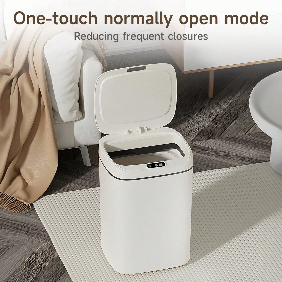 Senmeo 3.17/4.23 Gallon Motion Sensor Bathroom Trash Can With Lid, 1Pc Waterproof Touch-Free Bin, Electronic Auto On/Off Trash Can, Odor Prevention, Silent Closing, Runs On AA Batteries, Batteries Exc