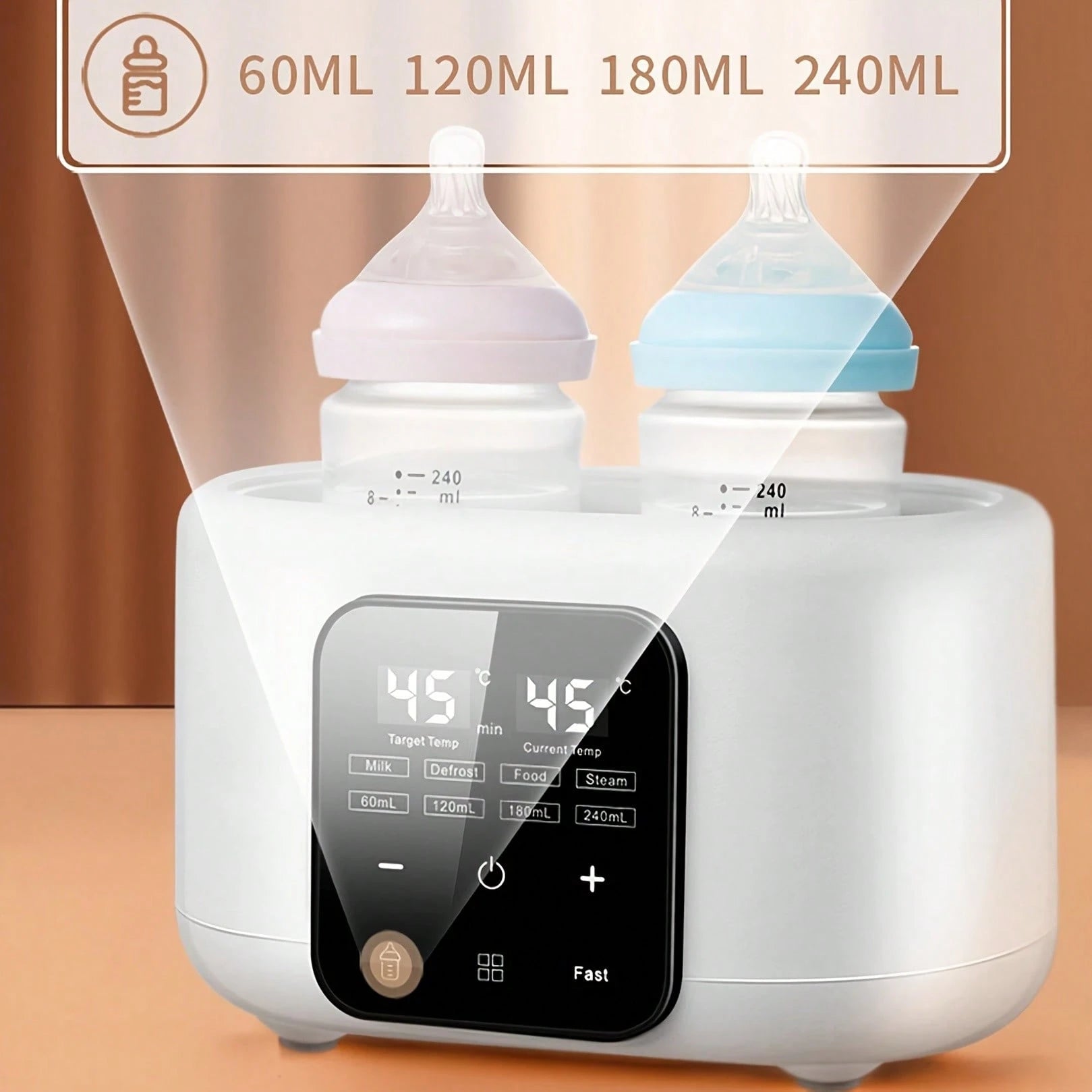 Senmeo 6-In-1 Fast Baby Bottle Warmer- Timer/Adjustable Temp/Auto-Off, Defrost/Keep Warm, Formula/Breast Milk/Baby Food, Christmas/New Year Gift, White