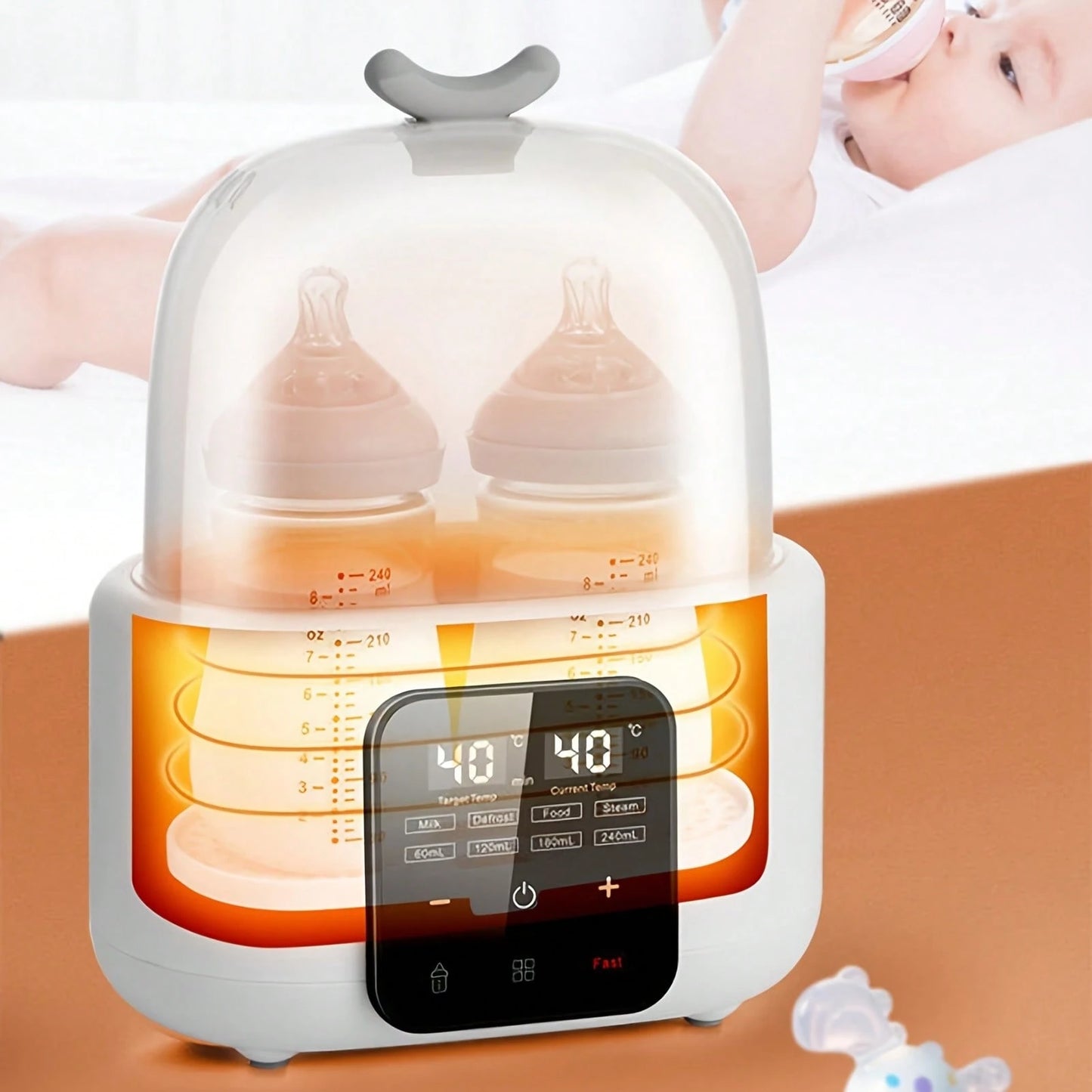 Senmeo 6-In-1 Fast Baby Bottle Warmer- Timer/Adjustable Temp/Auto-Off, Defrost/Keep Warm, Formula/Breast Milk/Baby Food, Christmas/New Year Gift, White
